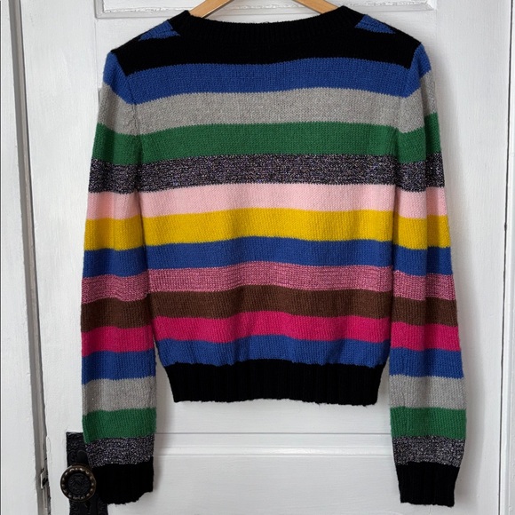 ENGLISH FACTORY METALLIC CANDY STRIPE MOHAIR BLEND SWEATER - Picture 5 of 8